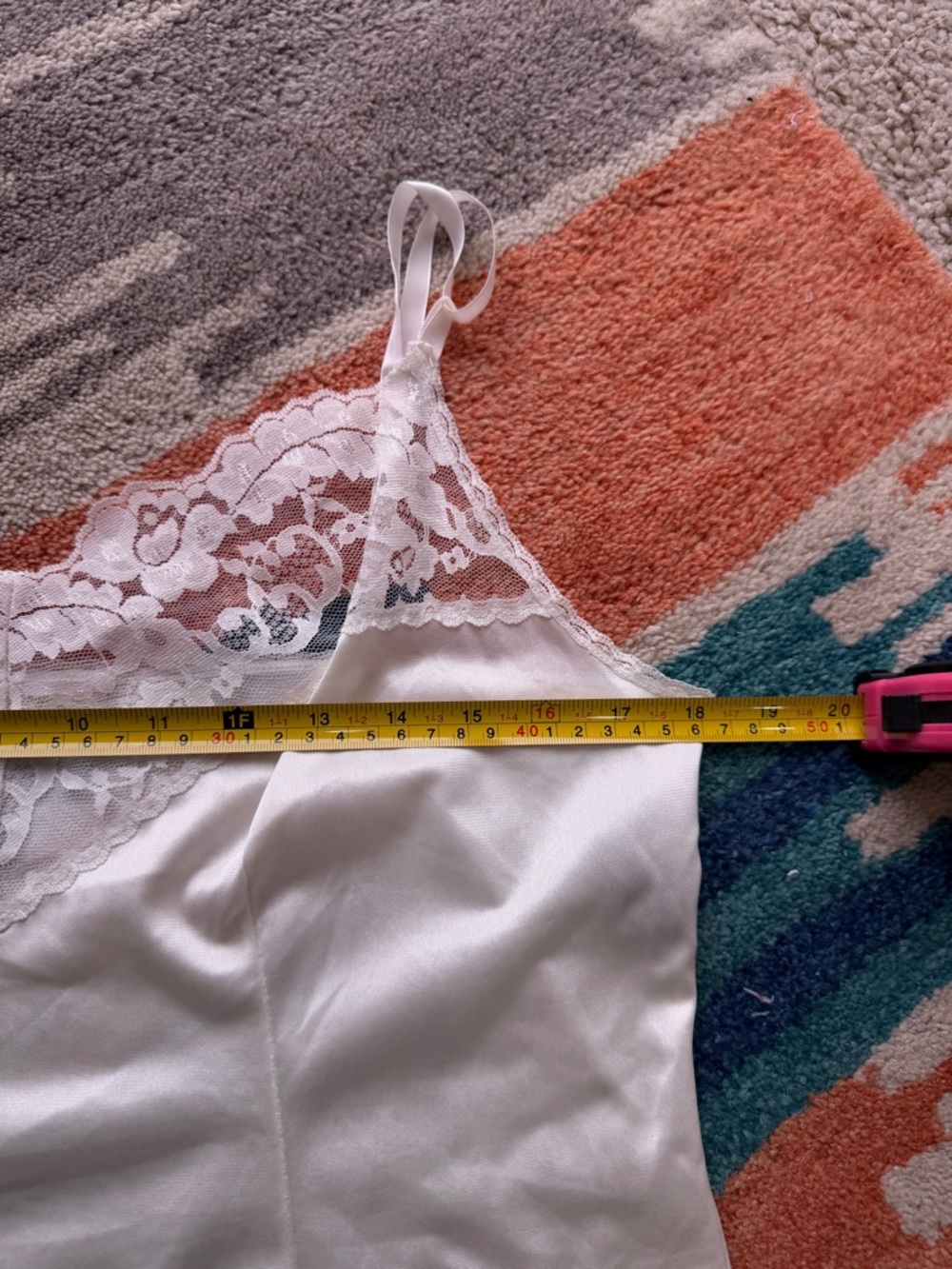 vassarette Ivory Satin Lace-Trim Camisole - Picture 4 of 8